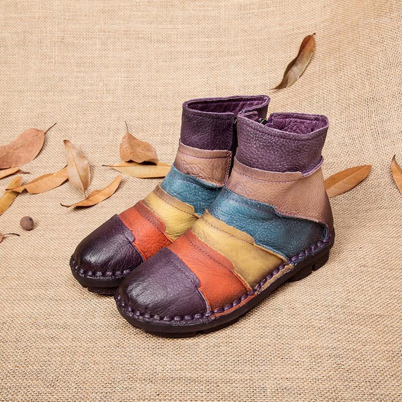 2020 spring and autumn new women's boots leather round head stitching leather zipper flat sole boots snow women's1, Brown
2020 spring and autumn new women's boots leather round head stitching leather zipper flat sole boots snow women's1, Brown