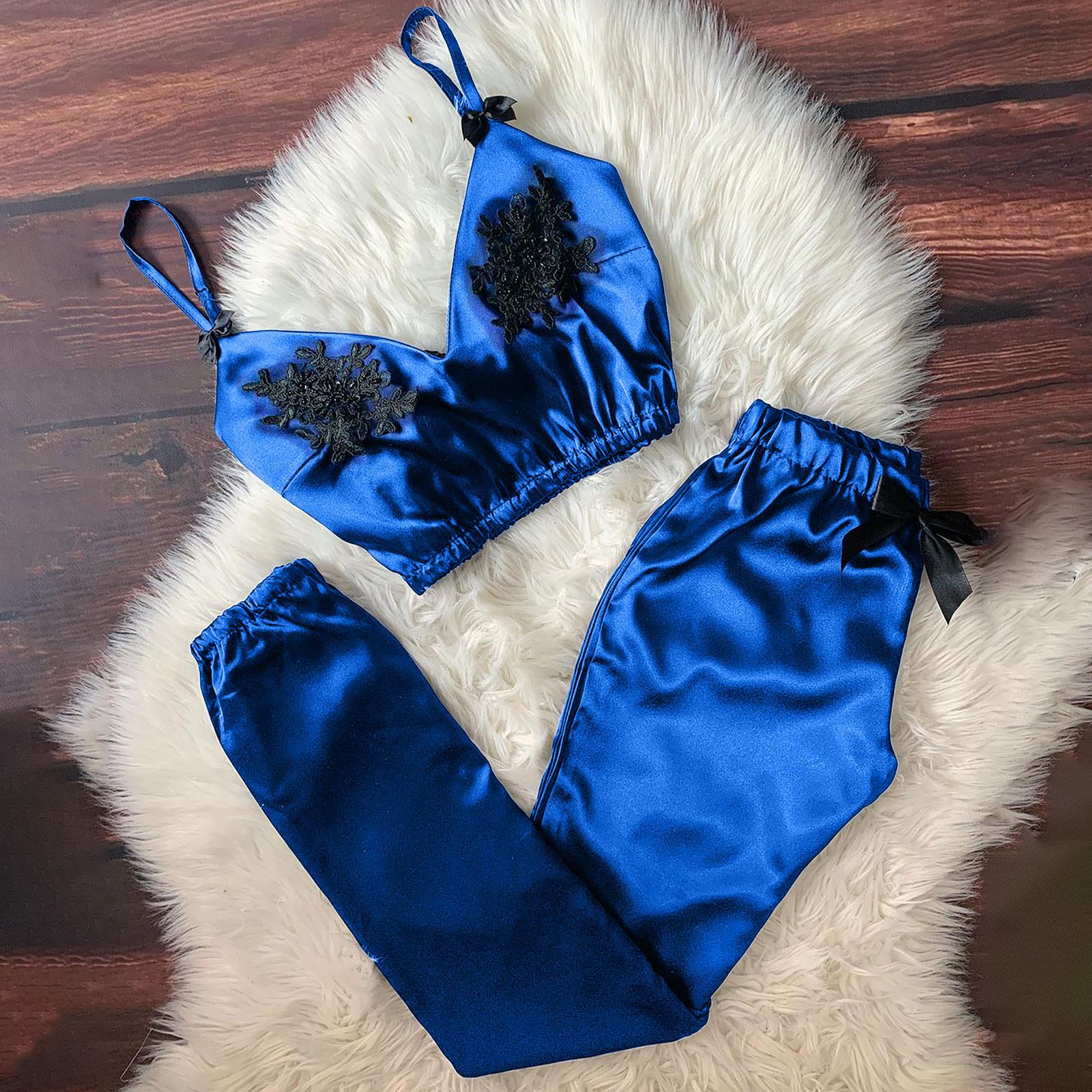 Womens Winter Twopiece Home Sleepwears Suit For Spring And Sleeveless Stain Bowknot Suede Pants Pajamas Women Cotton5487514