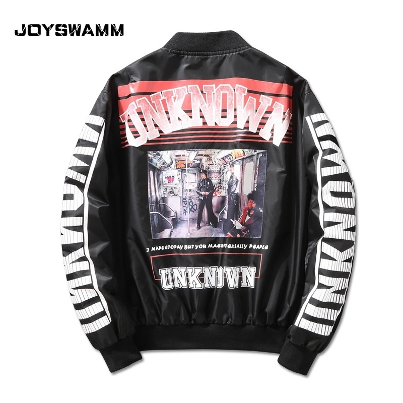Spring Autumn Fashion Bomber Pilot Jacket Men Punk Hip Hop Jacket Letter Casual Print Youth Couple Coat Streetwear Windbreaker 201127