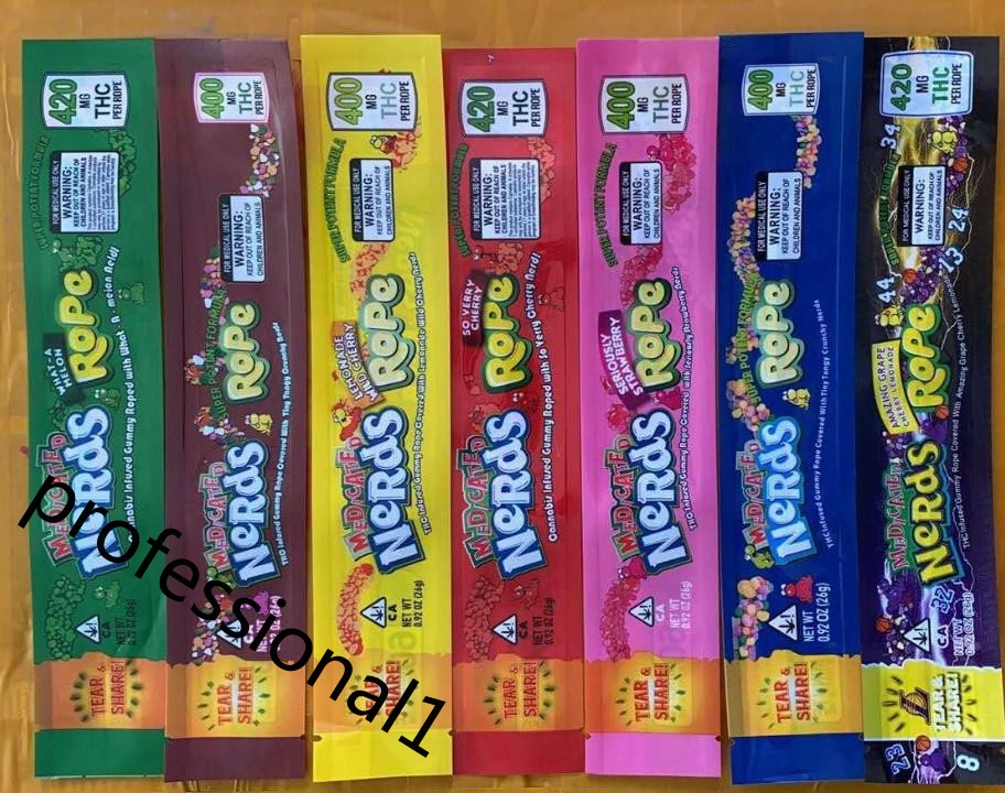 800 500 600 420 400mg MEDICATED Nerds Rope Empty Packaging bas Nerd Rope Candy Nerdsrope Gummy bags Three edge-sealing bag foil Food package
800 500 600 420 400mg MEDICATED Nerds Rope Empty Packaging bas Nerd Rope Candy Nerdsrope Gummy bags Three edge-sealing bag foil Food package