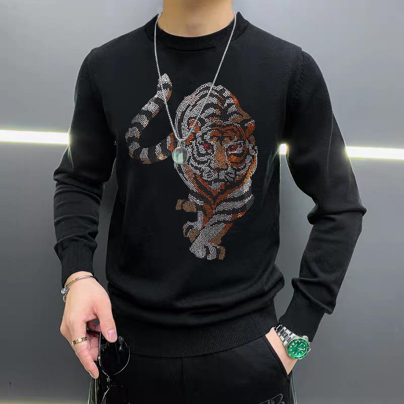 European New Autumn And Winter Design Men's Sweater Tiger Hot Diamond Fashion Long-Sleeved Warm Casual Pullover Top M-5XL, As shown asian size
European New Autumn And Winter Design Men's Sweater Tiger Hot Diamond Fashion Long-Sleeved Warm Casual Pullover Top M-5XL, As shown asian size