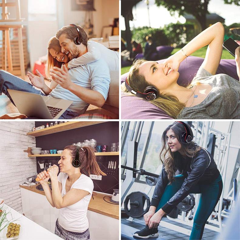 OY528 Dynamic Noise Reduction Channel Cancelling Wireless Headphones Stereo Bluetooth Headsets Foldable Earphones Animation Showing Support TF Card