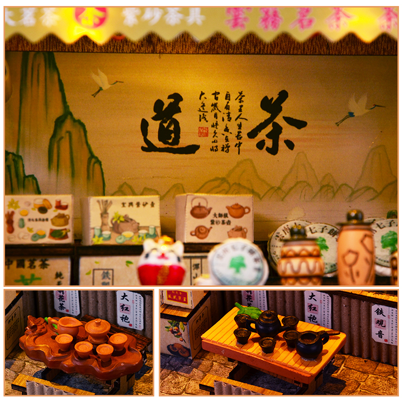 Cutebee DIY House Miniature with Furniture LED Model Building Blocks Toys for Children Casa De Boneca Chinese Folk Architecture Y1201