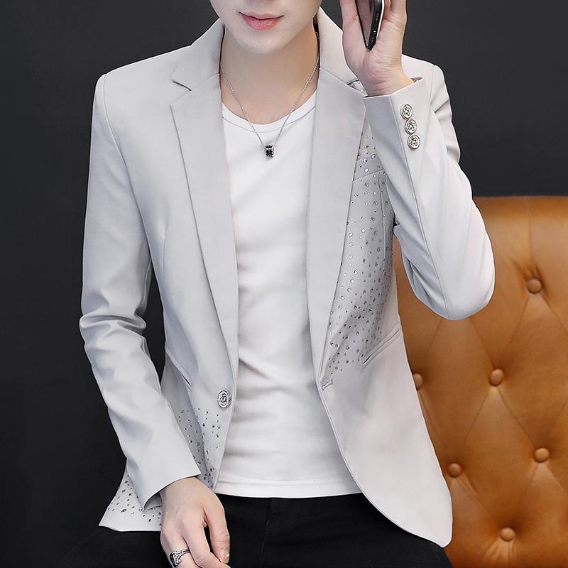 2021 spring and autumn men slim small suit jacket Korean version slim handsome single suit youth versatile fashion clothes, Black
2021 spring and autumn men slim small suit jacket Korean version slim handsome single suit youth versatile fashion clothes, Black
