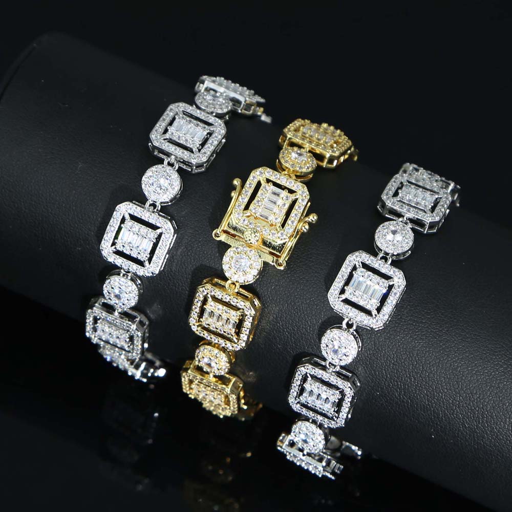 Iced Out Bling CZ Cluster Tennis Chain Bracelet For Women Men Boy Fashion Sparking 5A Cubic Zirconia Wedding Party Gift Jewelry
