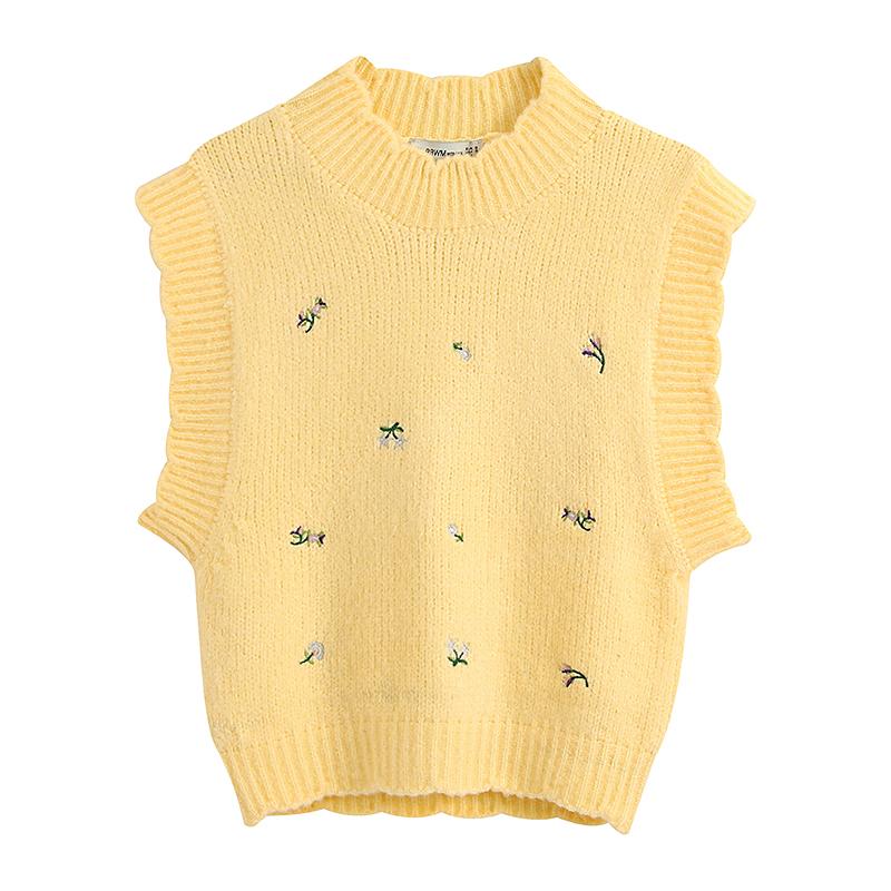 vintage sweet floral embroidery yellow knitted vest sweater women 2020 fashion high neck sleeveless female waistcoat chic tops, As picture
vintage sweet floral embroidery yellow knitted vest sweater women 2020 fashion high neck sleeveless female waistcoat chic tops, As picture