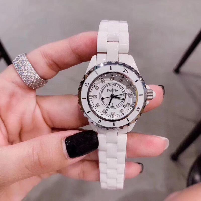 Wristwatches Really Ceramic White Fashion Tide Watches Women Calendar Waterproof Quartz Watch, Slivery;brown
Wristwatches Really Ceramic White Fashion Tide Watches Women Calendar Waterproof Quartz Watch, Slivery;brown