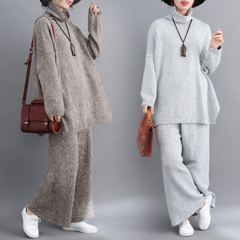 Plus Size Women's Suit Fashionable Autumn And Winter Loose Knitted Sweater Casual Wide Leg Pants Two Piece Set Tracksuit y1010, Light gray
Plus Size Women's Suit Fashionable Autumn And Winter Loose Knitted Sweater Casual Wide Leg Pants Two Piece Set Tracksuit y1010, Light gray