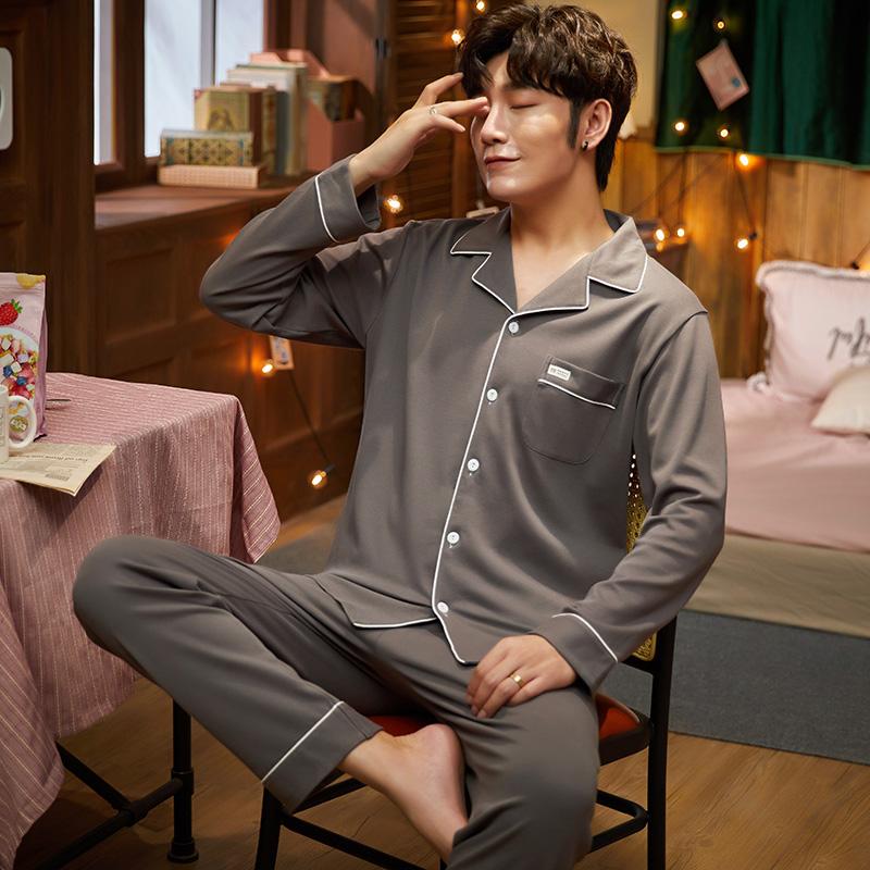 Simple and stylish men's lapel home wear, pure cotton autumn comfortable casual home wear, plus size warm long-sleeved pajamas, A3
Simple and stylish men's lapel home wear, pure cotton autumn comfortable casual home wear, plus size warm long-sleeved pajamas, A3