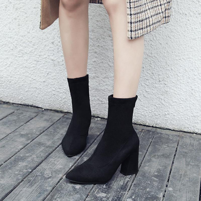 Women Stretch Fabric Ankle Boots Woman Thick Heels Ladies Pointed Toe Elegant Pumps Women's Fashion Footwear Female Sock Shoes, Black 6.5cm heels
Women Stretch Fabric Ankle Boots Woman Thick Heels Ladies Pointed Toe Elegant Pumps Women's Fashion Footwear Female Sock Shoes, Black 6.5cm heels