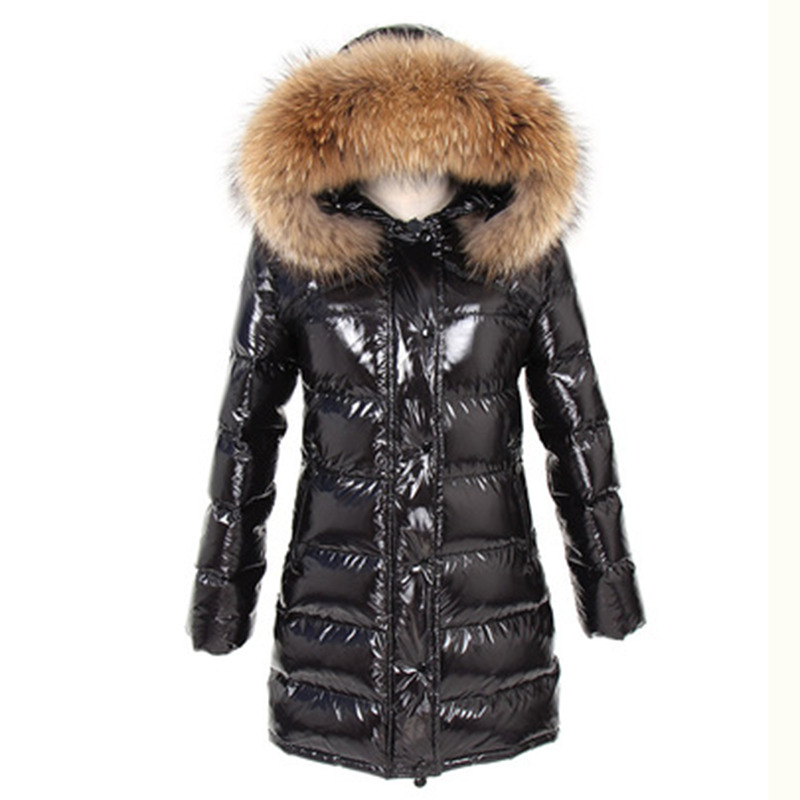 Winter Jacket Women Real Fur Coat Parkas Duck Down Lining Coat Real Raccoon Fur Collar Warm Black Streetwear 201214