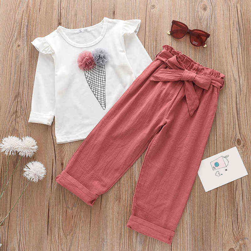 Bear Leader Kids Girls Lovely Clothing Sets Children's Casual Clothes Ice Print T-Shirt And Pants With Bow Cute Outfits Y220310