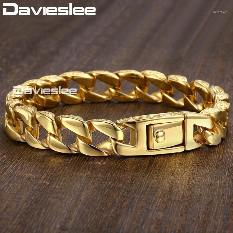 Davieslee 11mm Men's Bracelet Gold Color Curb Link Carved 316L Stainless Steel Wristband Male Jewelry DLHB3241
Davieslee 11mm Men's Bracelet Gold Color Curb Link Carved 316L Stainless Steel Wristband Male Jewelry DLHB3241