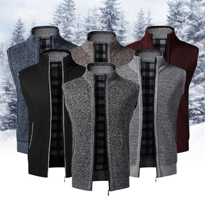Autumn Winter Men Sleeveless Sweater Coat Warm Zipper Stand Sweater Cardigan Men Knitted Vest Sweatercoat Casual Knitwear 201117, Wine red
Autumn Winter Men Sleeveless Sweater Coat Warm Zipper Stand Sweater Cardigan Men Knitted Vest Sweatercoat Casual Knitwear 201117, Wine red