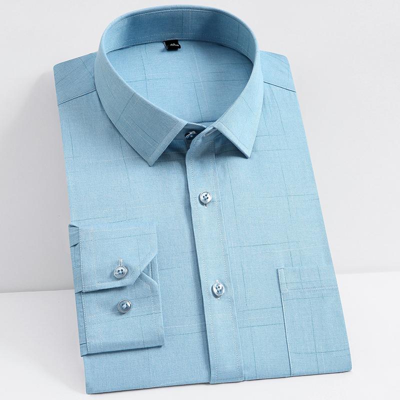 Bamboo Fiber Long Sleeve Men' Dress Shirts Formal Business Mens Plaid Shirt Casual Soft chest Pocket Comfortable Social clothes, 2605-1
Bamboo Fiber Long Sleeve Men' Dress Shirts Formal Business Mens Plaid Shirt Casual Soft chest Pocket Comfortable Social clothes, 2605-1