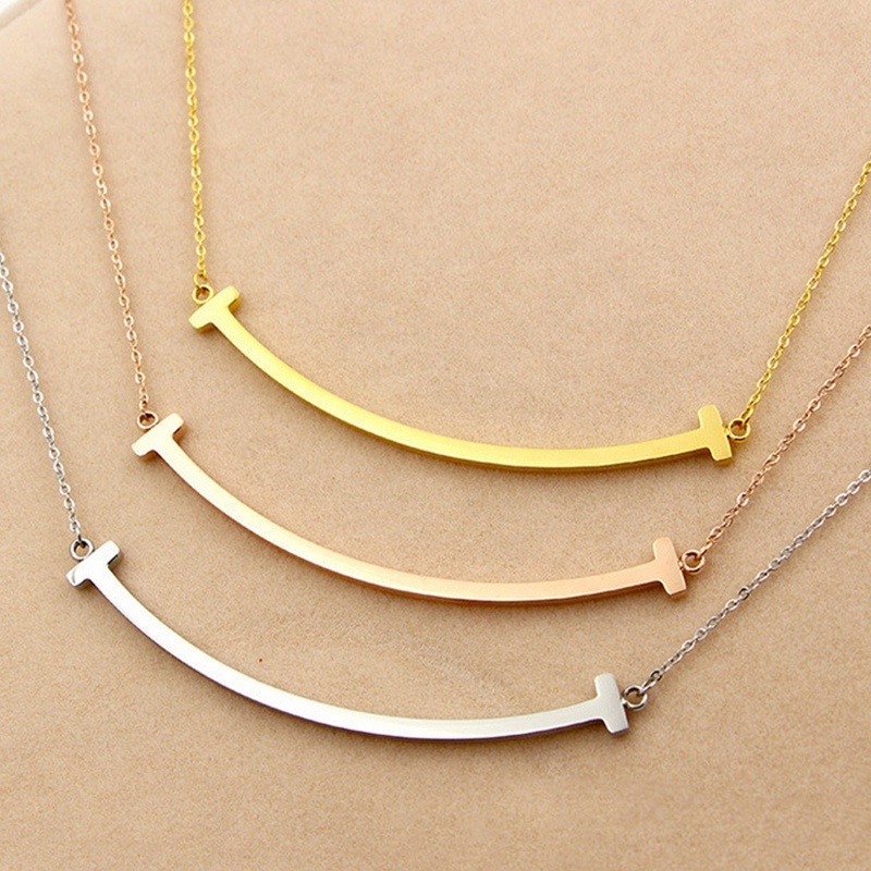 Stainless Steel Personalized Smile T-Shaped Women Clavicle Necklace Jewelry Fashion Minimalist Bar Necklace 45cm, Silver
Stainless Steel Personalized Smile T-Shaped Women Clavicle Necklace Jewelry Fashion Minimalist Bar Necklace 45cm, Silver