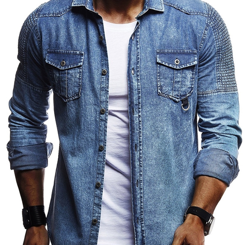 2021 New Fashion Men's Washed Demin Long Sleeves Slim Fit Jean Shirts for Men Cowboy Tees Tops Classic Casual Hombre Outerwear Fws3, Gray
2021 New Fashion Men's Washed Demin Long Sleeves Slim Fit Jean Shirts for Men Cowboy Tees Tops Classic Casual Hombre Outerwear Fws3, Gray