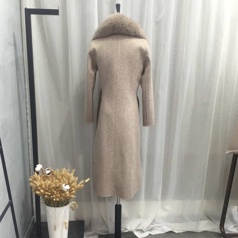 Autumn Winter Fashion rf0191 100% Real Wool Cloak Women with Real Fox Fur Collar Removable Woolen Coat 201216