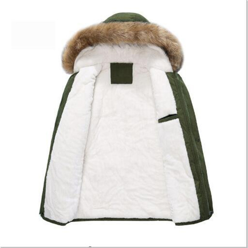 jacket men men's thick warm winter down coat long fur collar army green men parka Fleece cotton coat jacket parka men 201218