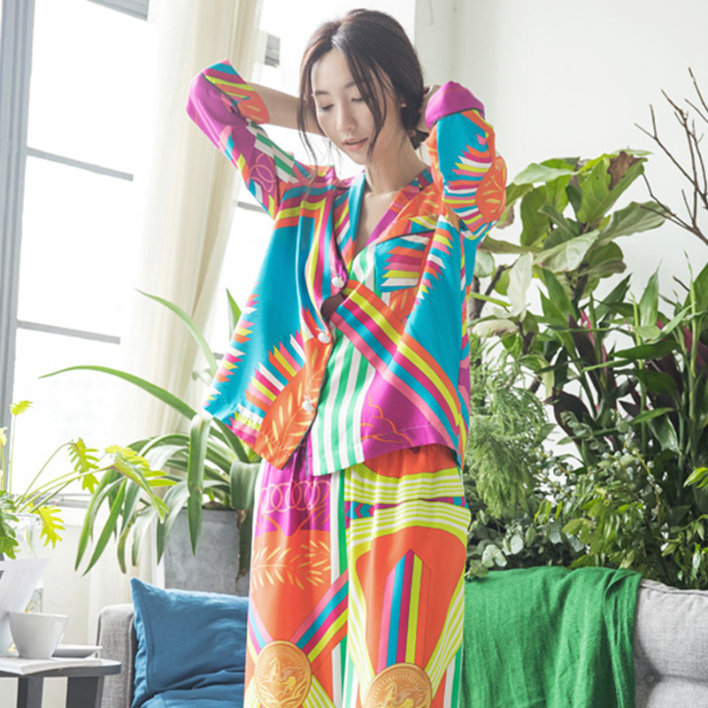 Casual Fashion Pajamas Woman Autumn Cardigan Long Sleeve Woman Sleepwear 2 Pieces Pyjamas Women Ladies 201027