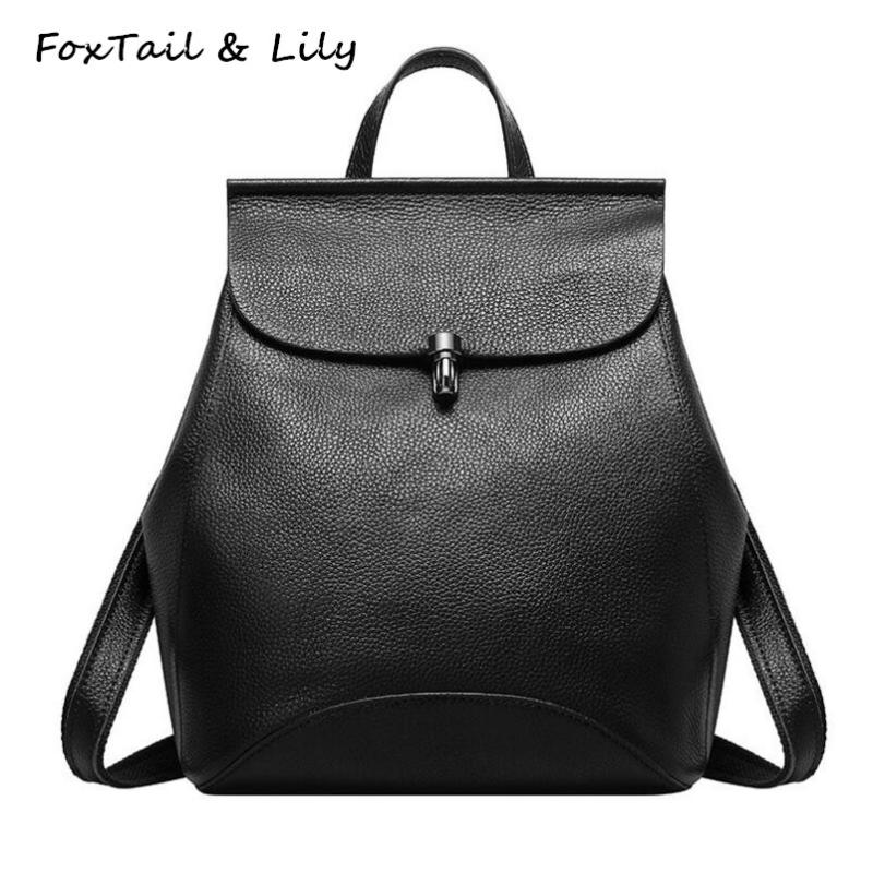 FoxTail & Lily Stylish Women Backpack Genuine Leather Ladies Tote Shoulder Bags Multifunctional Soft Leather School Backpacks, Black 
FoxTail & Lily Stylish Women Backpack Genuine Leather Ladies Tote Shoulder Bags Multifunctional Soft Leather School Backpacks, Black