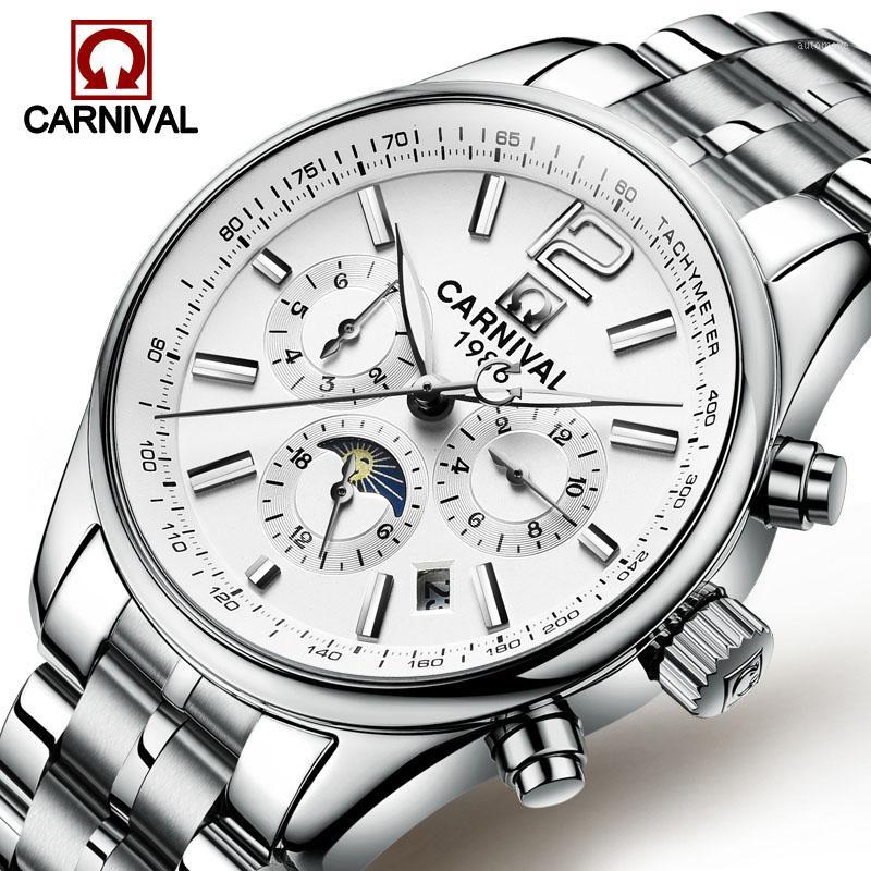 Men Watch Automatic Mechanical Waterproof Wristwatch Relogio Masculino Sapphire Stainless Steel Band Moon Phase CARNIVAL1, 03
Men Watch Automatic Mechanical Waterproof Wristwatch Relogio Masculino Sapphire Stainless Steel Band Moon Phase CARNIVAL1, 03