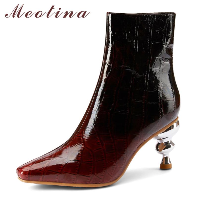 Meotina Autumn Ankle Boots Women Natural Genuine Leather Strange Style High Heel Short Boots Zip Square Toe Shoes Lady Winter 43, Blue
Meotina Autumn Ankle Boots Women Natural Genuine Leather Strange Style High Heel Short Boots Zip Square Toe Shoes Lady Winter 43, Blue
