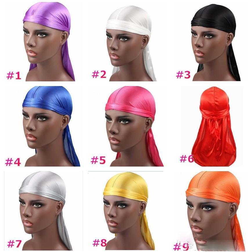 Fashion Men Satin Durags Bandanna Turban Wigs Pirate Hat Men Silky Durag Headwear Headband