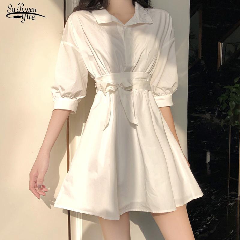 Casual Dresses White Shirt Dress Summer Women Korean Style Short Sleeve A-Line Mini Elegant Lace-Up Vestidos 15615, Black;gray
Casual Dresses White Shirt Dress Summer Women Korean Style Short Sleeve A-Line Mini Elegant Lace-Up Vestidos 15615, Black;gray