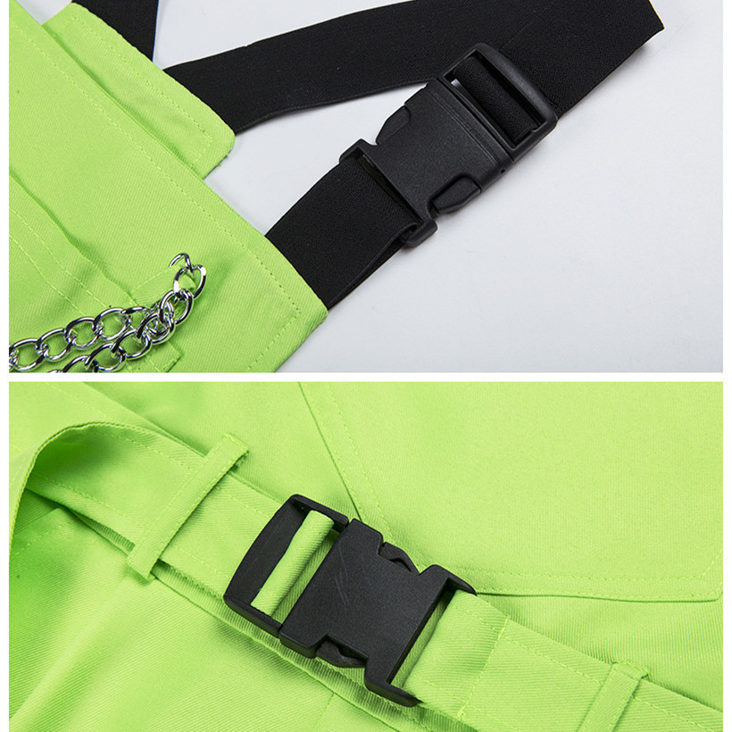 BOOFEENAA Chain Buckle Neon Green Overalls for Women Clothes Casual Jumpsuits Streetwear Fashion Summer Romper C94-AI86 T200509