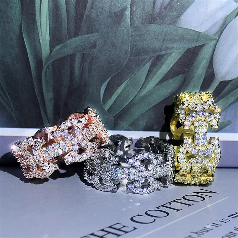 2024 Hip Hop Jewelry: Sterg Sier Rose Gold Bow Sapphire Ring