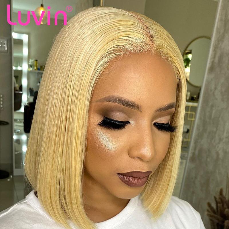 Luvin 613 blonde T Lace Part Wigs for black women Virgin Straight Brazilian Human Hair Short Bob Ombre Wig plucked, As pic
Luvin 613 blonde T Lace Part Wigs for black women Virgin Straight Brazilian Human Hair Short Bob Ombre Wig plucked, As pic