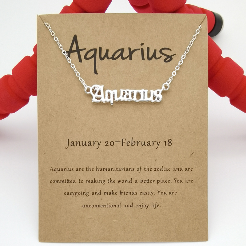 Gold Silver Plated 12 Constellation Necklace Zodiac Letter Symbol Pendent Necklaces Chain for Women Men Brithday Anniversary Nice Jewelry Gift with Pa