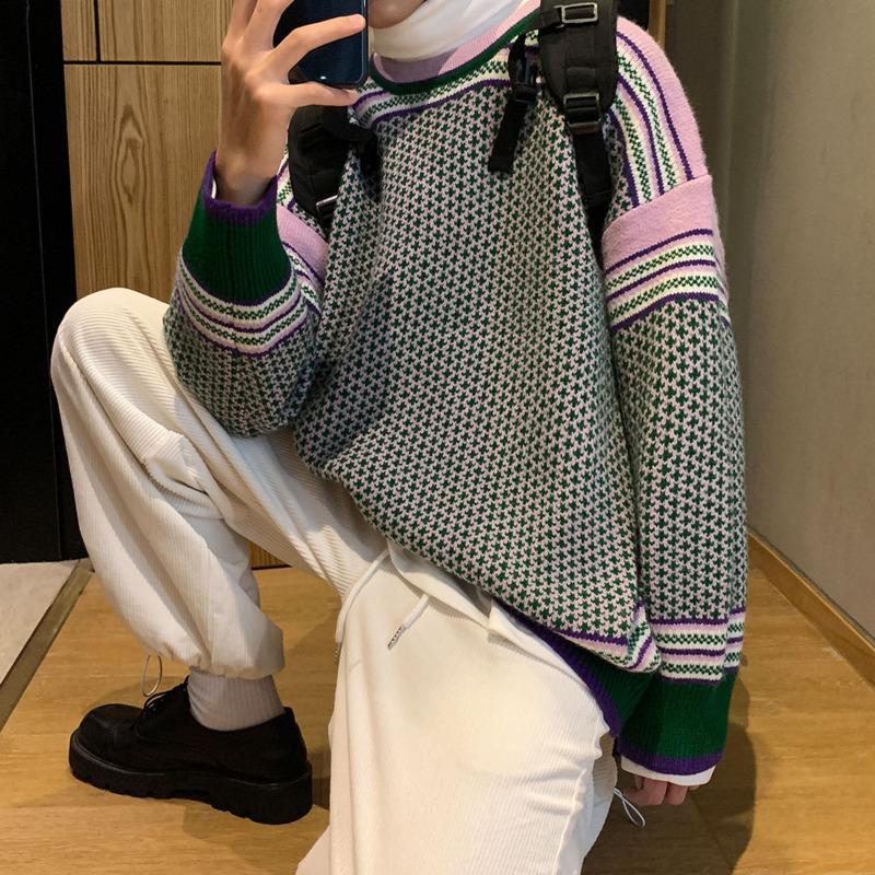 Men's sweater 2020 autumn winter new solid-color slimming knit sweater retro loose casual personality youth men's wear, Green
Men's sweater 2020 autumn winter new solid-color slimming knit sweater retro loose casual personality youth men's wear, Green
