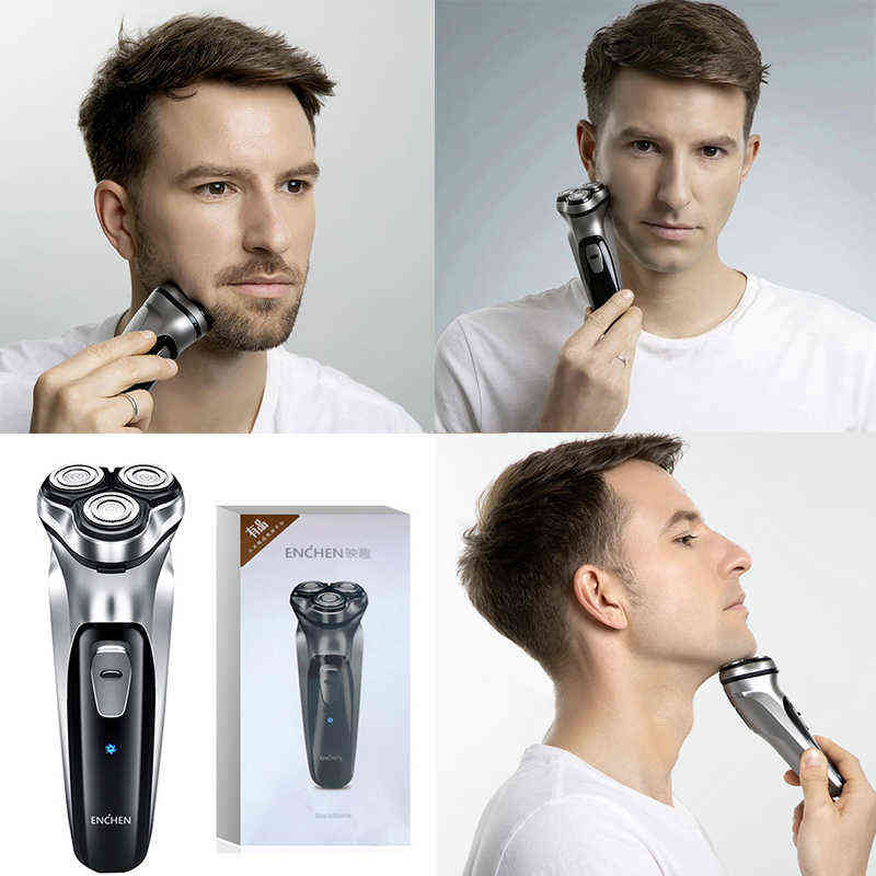 ENCHEN BlackStone Face Shaver For Men Rechargeable 3D Floating Electric Shaving Machine Beard Trimmer 220112