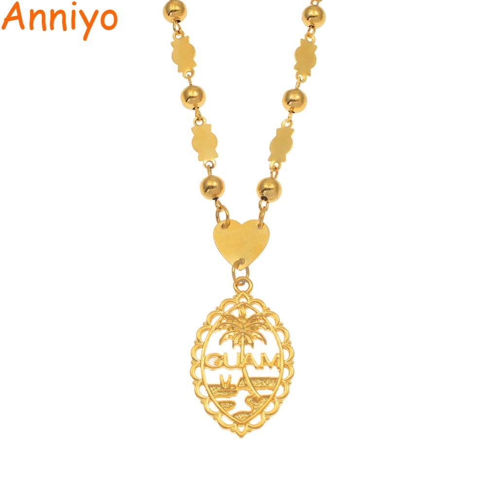 Anniyo Guam Pendant With 6mm Ball Beads Necklaces for Women Girls Gold Color Mariana Guam Jewelry Gifts #166506 Y1220, Silver
Anniyo Guam Pendant With 6mm Ball Beads Necklaces for Women Girls Gold Color Mariana Guam Jewelry Gifts #166506 Y1220, Silver