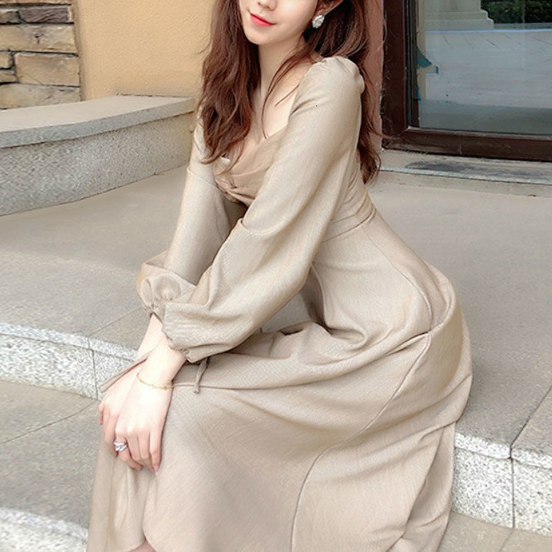 2021 Elegant Midi Women Vintage Retro Praty Offcie Lady Casual Slim Long Sleeve One-piece New Women's Autumn 9p6c, Khaki 
2021 Elegant Midi Women Vintage Retro Praty Offcie Lady Casual Slim Long Sleeve One-piece New Women's Autumn 9p6c, Khaki