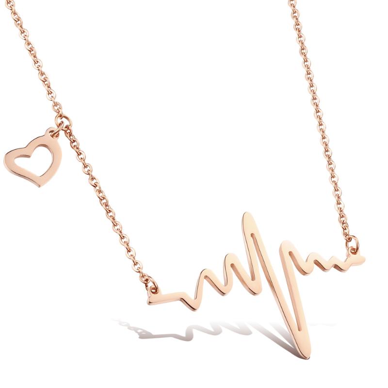 FIREBROS Rose Gold Stainless Steel Heart Electrocardiogram Pendant Necklace Women Choker Collar Jewelry Accessories Dropshipping
FIREBROS Rose Gold Stainless Steel Heart Electrocardiogram Pendant Necklace Women Choker Collar Jewelry Accessories Dropshipping