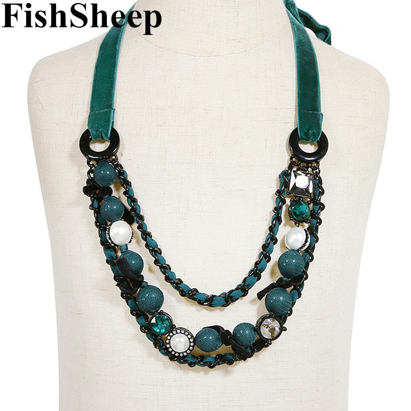 FishSheep Vintage Fabric Pearl Beads Long Necklace For Women Big Flower Crystal Layered Pendants Necklaces 2020 Fashion Jewelry
FishSheep Vintage Fabric Pearl Beads Long Necklace For Women Big Flower Crystal Layered Pendants Necklaces 2020 Fashion Jewelry