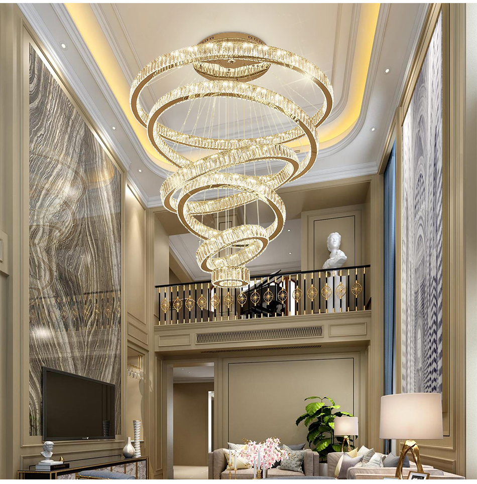 Modern led crystal chandelier living room villa luxury staircase cristal lamp large home decor light fixture with gold/silver
Modern led crystal chandelier living room villa luxury staircase cristal lamp large home decor light fixture with gold/silver