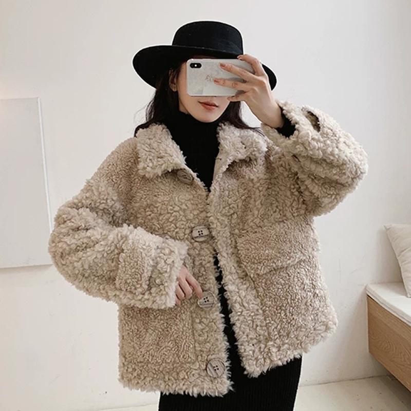 HSTAR Sheep Sheared Female Brief Paragraph Coat Keep Warm With Thick Fur Coat Compound Fur Lambs Wool Collar Shearling, Kh
HSTAR Sheep Sheared Female Brief Paragraph Coat Keep Warm With Thick Fur Coat Compound Fur Lambs Wool Collar Shearling, Kh