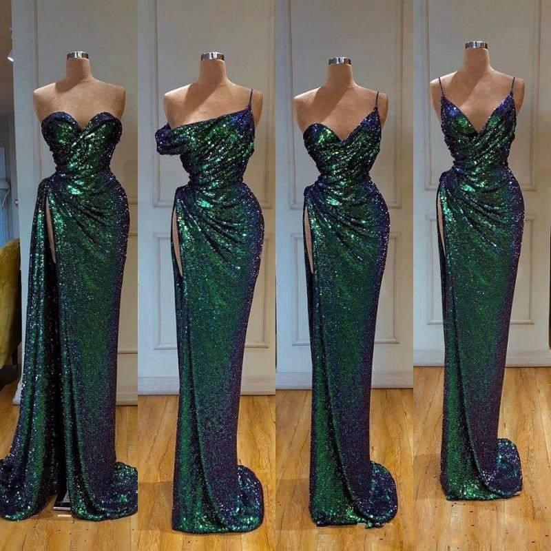 New Sexy Dark Green Sequined Lace Mermaid Evening Dresses Sequins Sleeveless Split Mermaid Sweep Train Custom Formal Party Dress Prom Gowns, Same as picture
New Sexy Dark Green Sequined Lace Mermaid Evening Dresses Sequins Sleeveless Split Mermaid Sweep Train Custom Formal Party Dress Prom Gowns, Same as picture