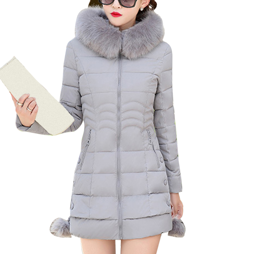 Fashion Winter Jacket Women Big Fur Hooded Thick Down Parkas X-Long Female Jacket Coat Slim Warm Winter Outwear 201214