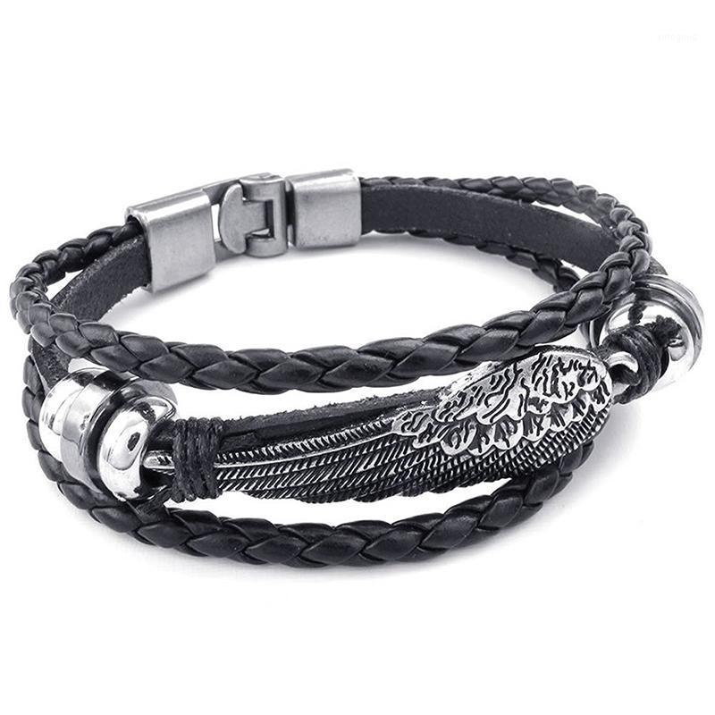 Charm Bracelets Retro Metal Buckle Bracelet Jewelry Wing Angel Braid Cuff Leather Alloy Fancy For Man And Woman Hand Chain Color Black1
Charm Bracelets Retro Metal Buckle Bracelet Jewelry Wing Angel Braid Cuff Leather Alloy Fancy For Man And Woman Hand Chain Color Black1