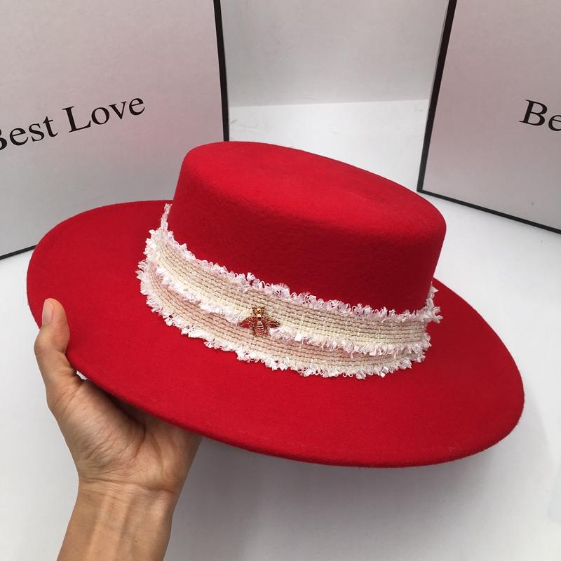 Fedora spring and autumn period new red wool hat for women ceiling large eaves temperament Hepburn
Fedora spring and autumn period new red wool hat for women ceiling large eaves temperament Hepburn