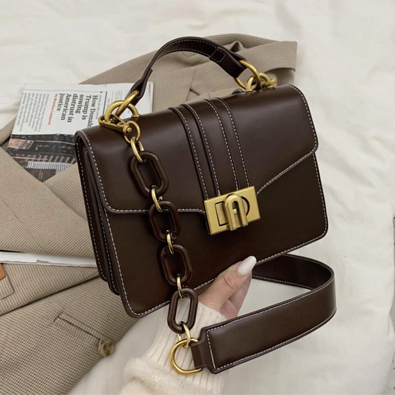Autumn and winter retro chains handbag 2021 new fashion Lock high quality PU leather women's designer shoulder messenger bag, Black
Autumn and winter retro chains handbag 2021 new fashion Lock high quality PU leather women's designer shoulder messenger bag, Black