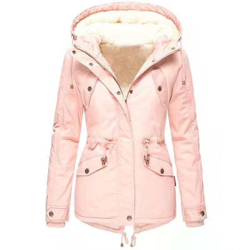 Women Winter Coat Thicken Warm Tops Autumn Winter Hooded Cotton Fur Plus Size Basic Jacket Outerwear Slim Long Ladies 201217