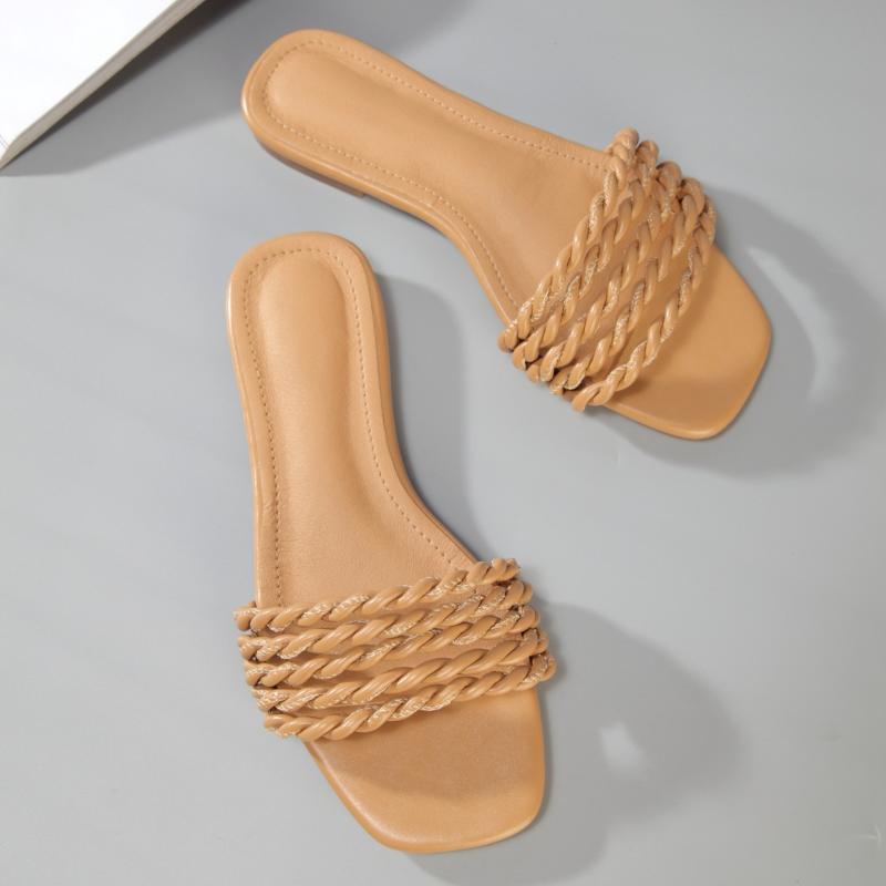 Fashion Temperament Braided Charm Open-toe Flat Slippers Set Foot Vacation Beach Sandals Casual Flip Flops Women Shoes, Brown
Fashion Temperament Braided Charm Open-toe Flat Slippers Set Foot Vacation Beach Sandals Casual Flip Flops Women Shoes, Brown