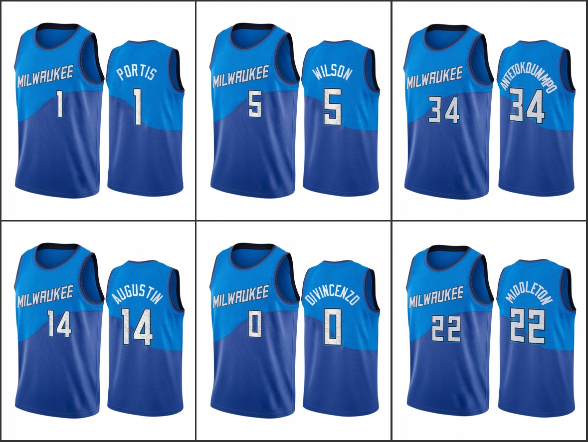 Milwaukee Bucks Men Giannis Antetokounmpo Bobby Portis Khris Middleton D.J. Wilson Navy City Edition New 2020-21 Jersey, Black
Milwaukee Bucks Men Giannis Antetokounmpo Bobby Portis Khris Middleton D.J. Wilson Navy City Edition New 2020-21 Jersey, Black