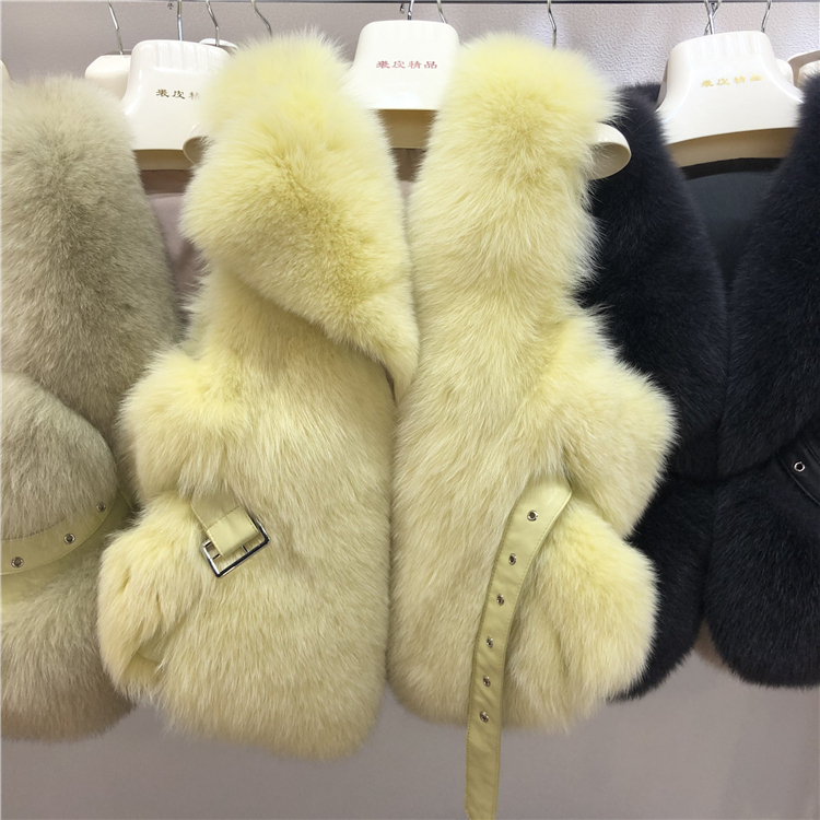 ZDFURS Natural For female Waistcoat long coats Real Fur Coat Vest Jacket 201112